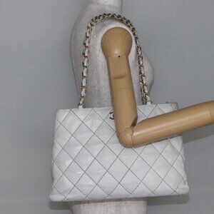 CHANEL Wild Stitch Chain Shoulder Bag Lamb Skin Beige Gold CC Auth BA6359